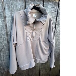 Wilo The Label Quarter Zip Sweatshirt Tan Beige Oversized Pullover Athleisure L